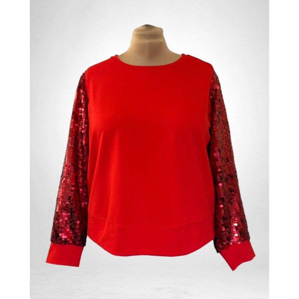 by Stacy London Two-Tone RED Sequin Sleeve Top, NWOT! Size 1X